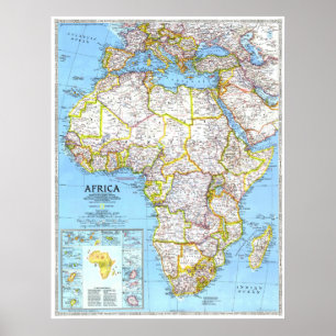 " Afrika: MAP 1990 van de gedetailleerde landen .. Poster