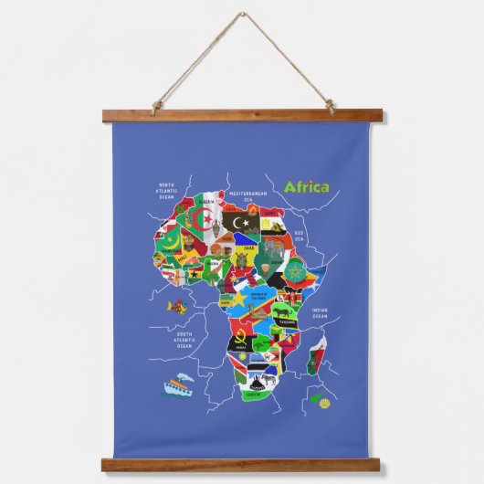 Afrika Map Hanging Tapestry Hangend Wandkleed (Voorkant)