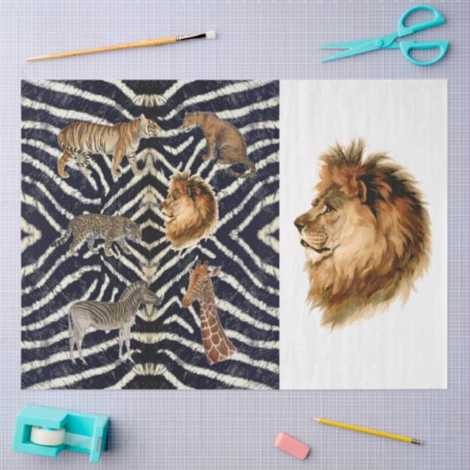  Afrika Map Lion Botanische loskoppeling Tissuepapier (Craft)