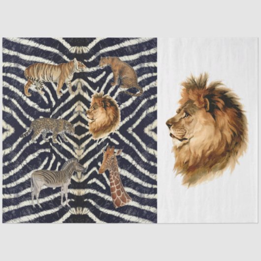  Afrika Map Lion Botanische loskoppeling Tissuepapier (Voorkant)