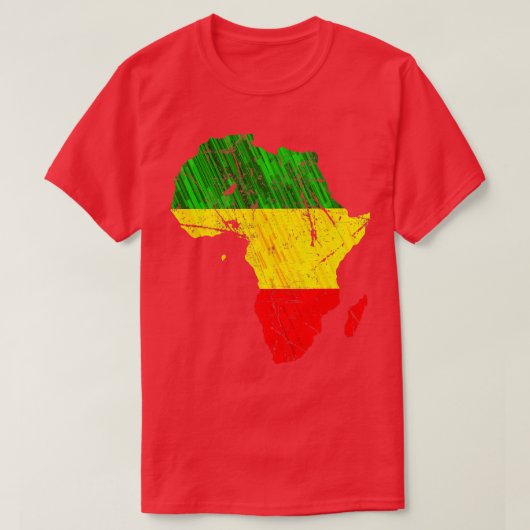 Afrika Map Reggae Rasta print Green Yellow Red Afr T-shirt (Design voorkant)