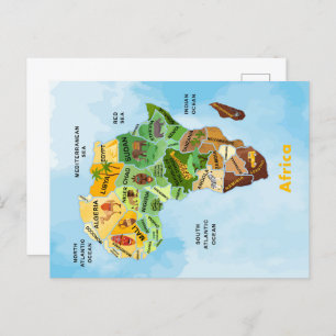 Afrika Map waterverf kunst Briefkaart