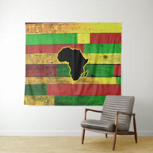 Afrika op Wooden Boards Wandkleed