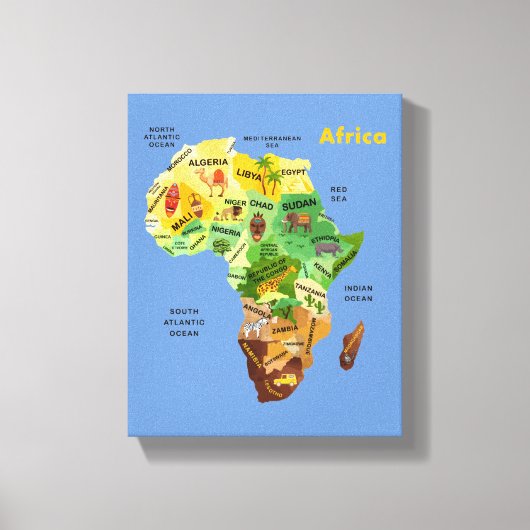 Afrika-plattegrond Canvas Afdruk (Voorkant)