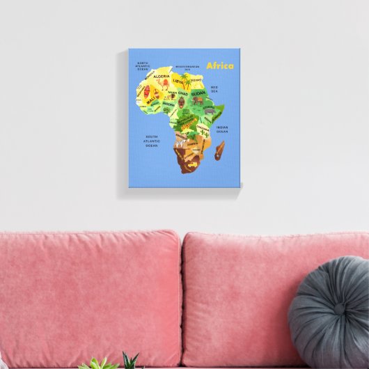 Afrika-plattegrond Canvas Afdruk (Insitu (Woonkamer))
