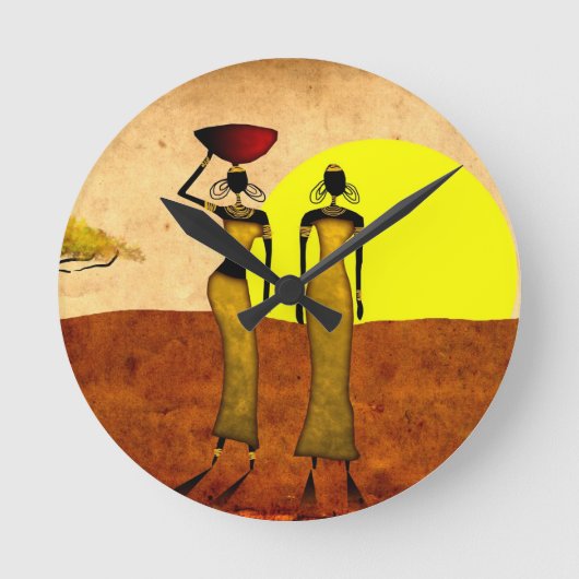 Afrika retro  cadeaus 24 ronde klok (Voorkant)