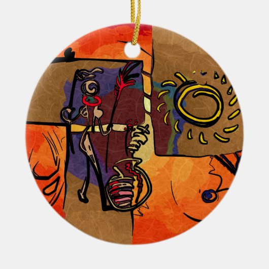 Afrika retro  geschenken keramisch ornament (Voorkant)