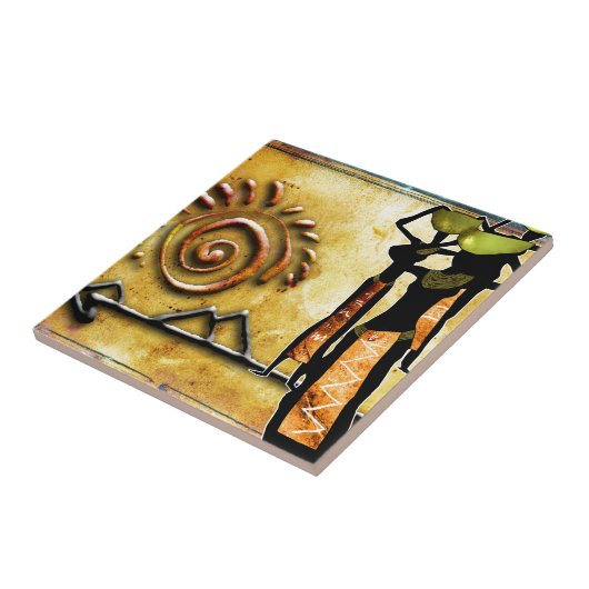 Afrika retro  geschenken tegeltje (Zijkant)