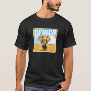 Afrika Retro Hardlopende Olifant Vintage 80s Grafi T-shirt