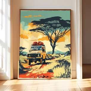 Afrika Safari Poster Kunstprint, Vintage Retro Lan