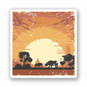 Afrika Savanna Rhino redt de Zwarte Rijn. Als u Sticker