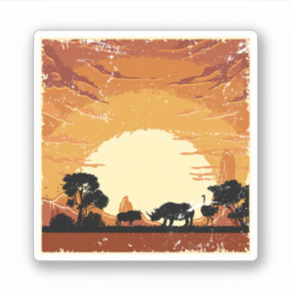 Afrika Savanna Rhino redt de Zwarte Rijn. Als u Sticker