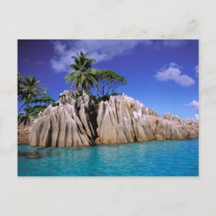 Afrika, Seychellen, La Digue-eiland. Graniet Briefkaart