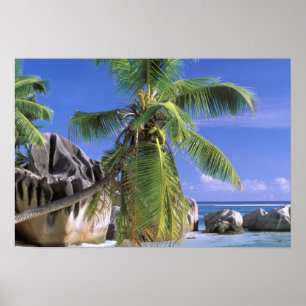 Afrika, Seychellen, La Digue-eiland. Graniet Poster