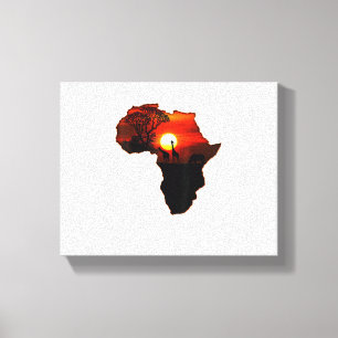 Afrika T-shirt Kaart van Afrika Tee Zuid-Afrikaans Canvas Afdruk