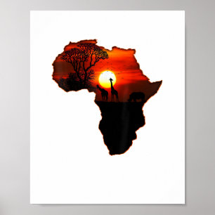 Afrika T-shirt Kaart van Afrika Tee Zuid-Afrikaans Poster