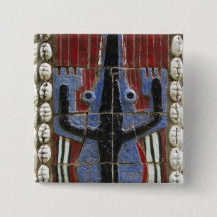Afrika, Togo, Kpalime. Ambachtelijk handwerkscentr Vierkante Button 5,1 Cm