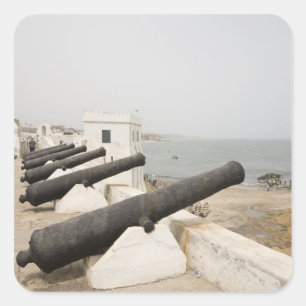 Afrika, West-Afrika, Ghana, Elmina. Kanonnen bewak Vierkante Sticker
