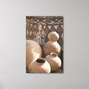 Afrika, West-Afrika, Ghana, Sirigu. Handgemaakt 2 Canvas Afdruk