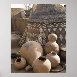 Afrika, West-Afrika, Ghana, Sirigu. handgemaakt Poster