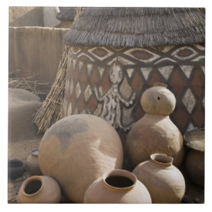 Afrika, West-Afrika, Ghana, Sirigu. handgemaakt Tegeltje