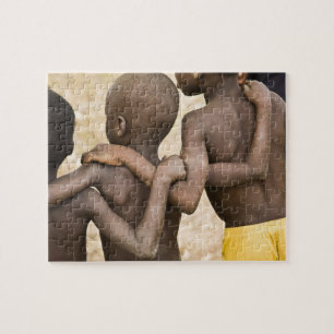 Afrika, West-Afrika, Ghana, Yendi. Close-upopname Legpuzzel