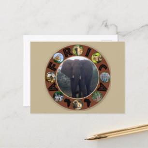 Afrika Wildlife Cirkel Elephant Mist Briefkaart