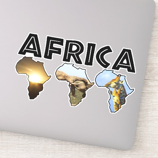 Afrika Wildlife Continent Trio Zwarte Tekst Sticker (Detail)