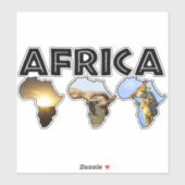 Afrika Wildlife Continent Trio Zwarte Tekst Sticker (Vel)