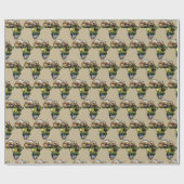 Afrika Wildlife Map Collage Cadeaupapier (Vlak)