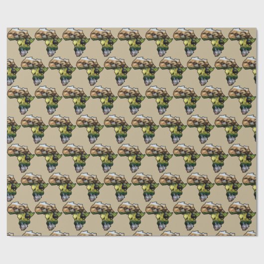 Afrika Wildlife Map Collage Cadeaupapier (Vlak)