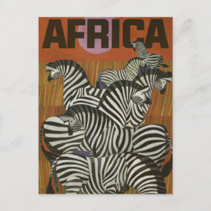 Afrika Zebra Vintage Travel Briefkaart