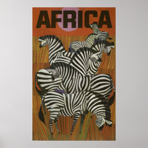 Afrika Zebra Vintage Travel Poster