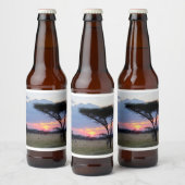 Afrika - zonsondergang 3 bier etiket (Flessen)
