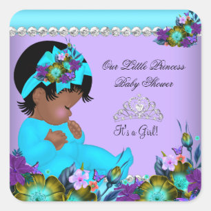 Afrikaans-Amerikaans Baby shower Blauwgroen Paars Vierkante Sticker