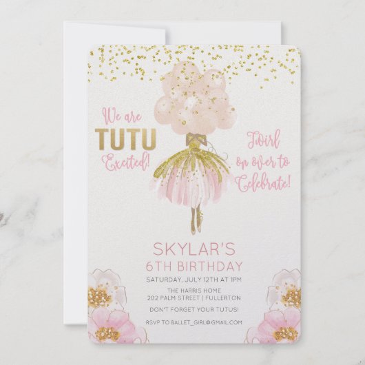 Afrikaans Amerikaans Ballet Verjaardag uitnodiging (Voorkant)