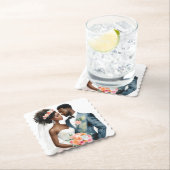 Afrikaans Amerikaans bruidspaar bruiloft Kartonnen Onderzetters (Insitu)