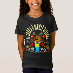 Afrikaans-Amerikaans dorp voedt zwart kind op T-shirt