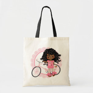 Afrikaans-Amerikaans fietsenmeisje - Roze wit Tote Bag