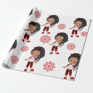 Afrikaans-Amerikaans kerstcadeaupapier voor meisje Cadeaupapier
