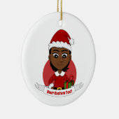 Afrikaans-Amerikaans kerstmeisje met kort haar Keramisch Ornament (Rechts)