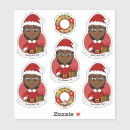 Afrikaans-Amerikaans kerstmeisje met kort haar Sticker