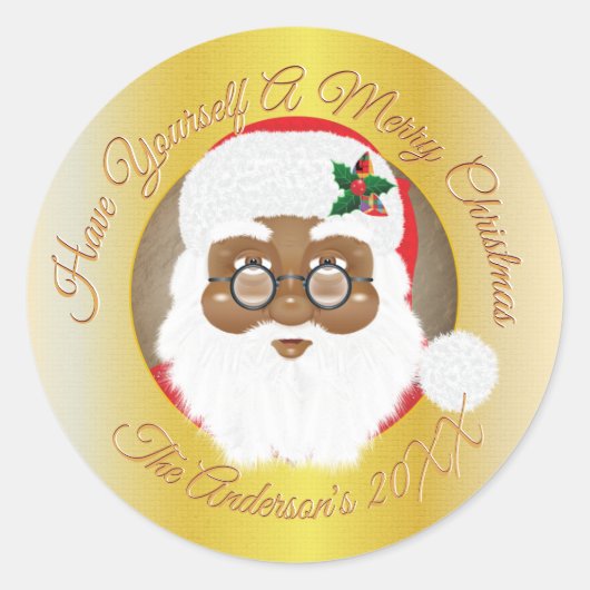 Afrikaans Amerikaans Kerstmis vakantie goud Ronde Sticker (Voorkant)