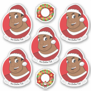 Afrikaans-Amerikaans man met Santa hat cartoon Sticker