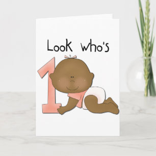 Afrikaans Amerikaans Meisje 1e Verjaardag Tshirts Kaart