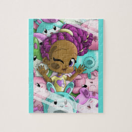 Afrikaans-Amerikaans meisje en Bunnies Legpuzzel