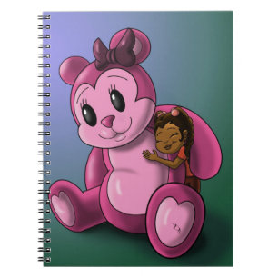 Afrikaans Amerikaans Meisje en Roze Teddybeer Notitieboek