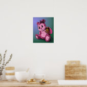Afrikaans-Amerikaans meisje en Teddy Bear Poster (Keuken)