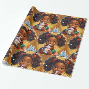 Afrikaans Amerikaans meisje kerst chocolade Cadeaupapier