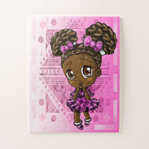 Afrikaans-Amerikaans meisje met braids Legpuzzel